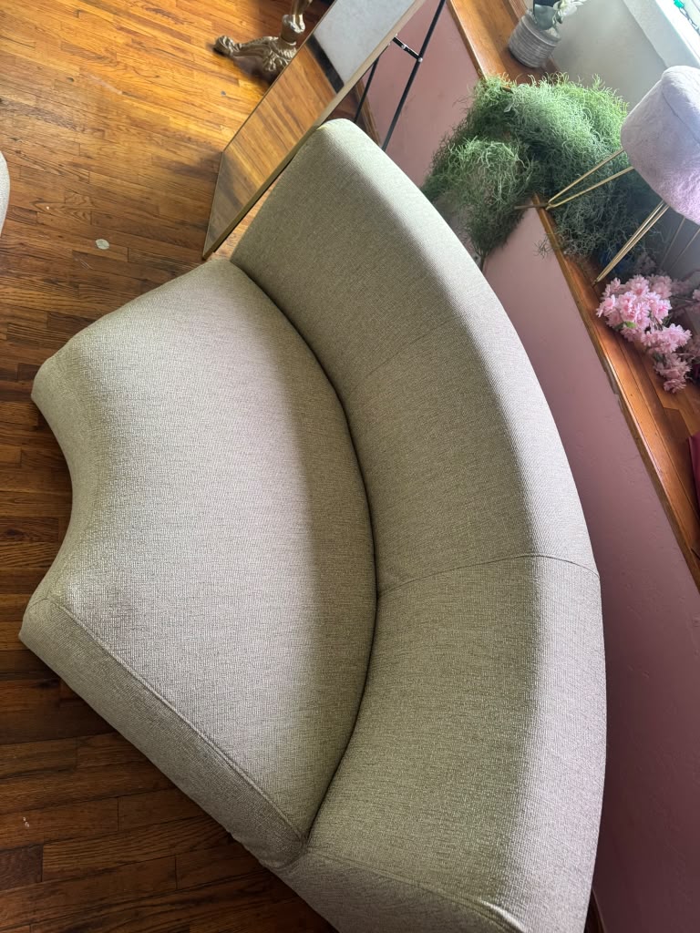 Curved sofa upholstery detail